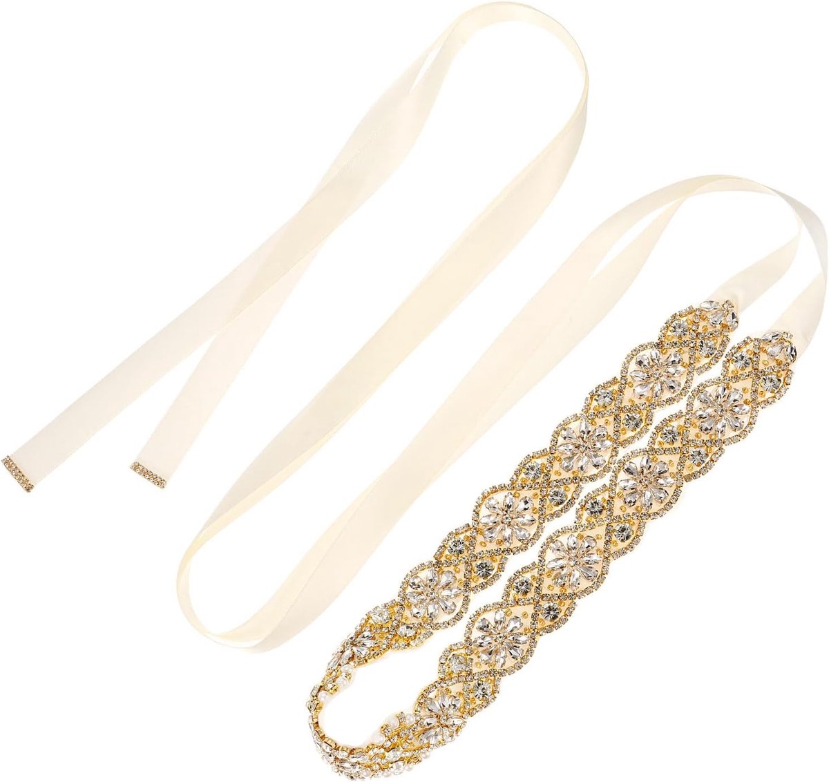 Bruidsriem met strass-steentjes voor bruidsjurk, sjerp, bruidsmeisje, handgemaakt, accessoires voor damesjurken, goud, Goud, One size