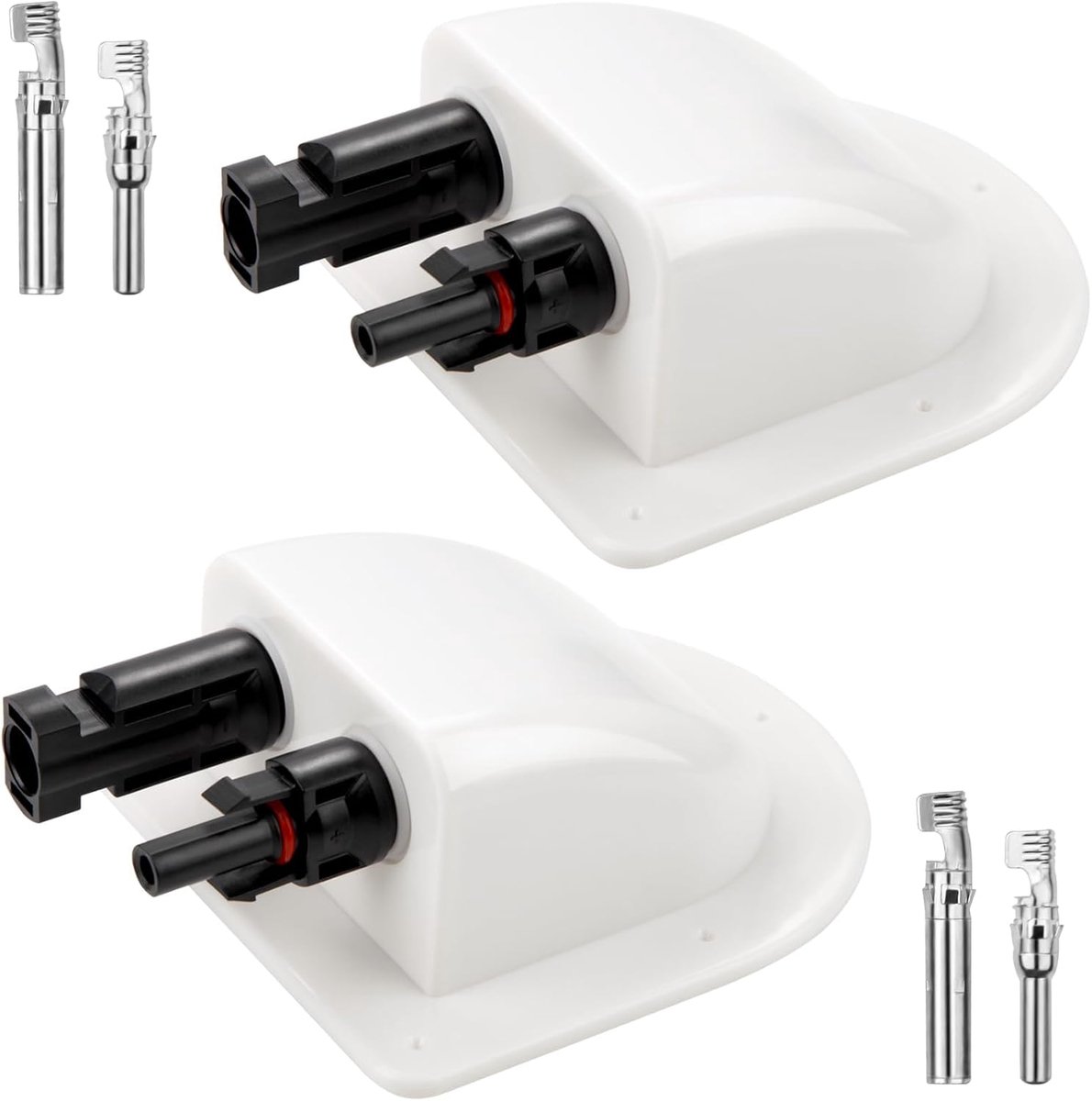 Kabeldoorvoer, 2 stuks, waterdichte ABS-dakdoorvoer voor zonne-energie, camper, wanddoorvoer, kabel, wit met dubbele kabelinvoerbehuizing voor zonnepanelen, caravan, boot, zonneproject