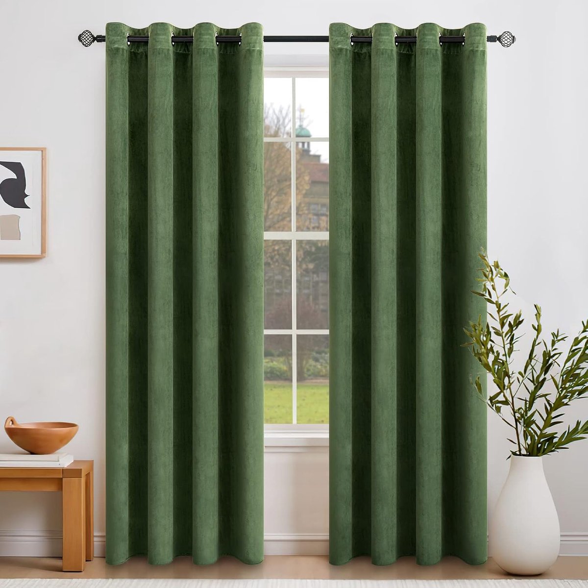 Verduisterend fluwelen gordijn, groen 140 x 259 cm (B x L)