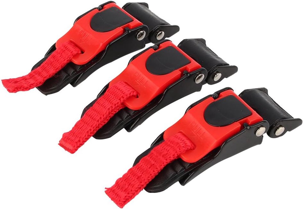 Helm Gesp, 3X Motorhelm Snelheidsclip Quick Release Chin Strap Knop Pull Gesp Fiets, Zwart+Rood