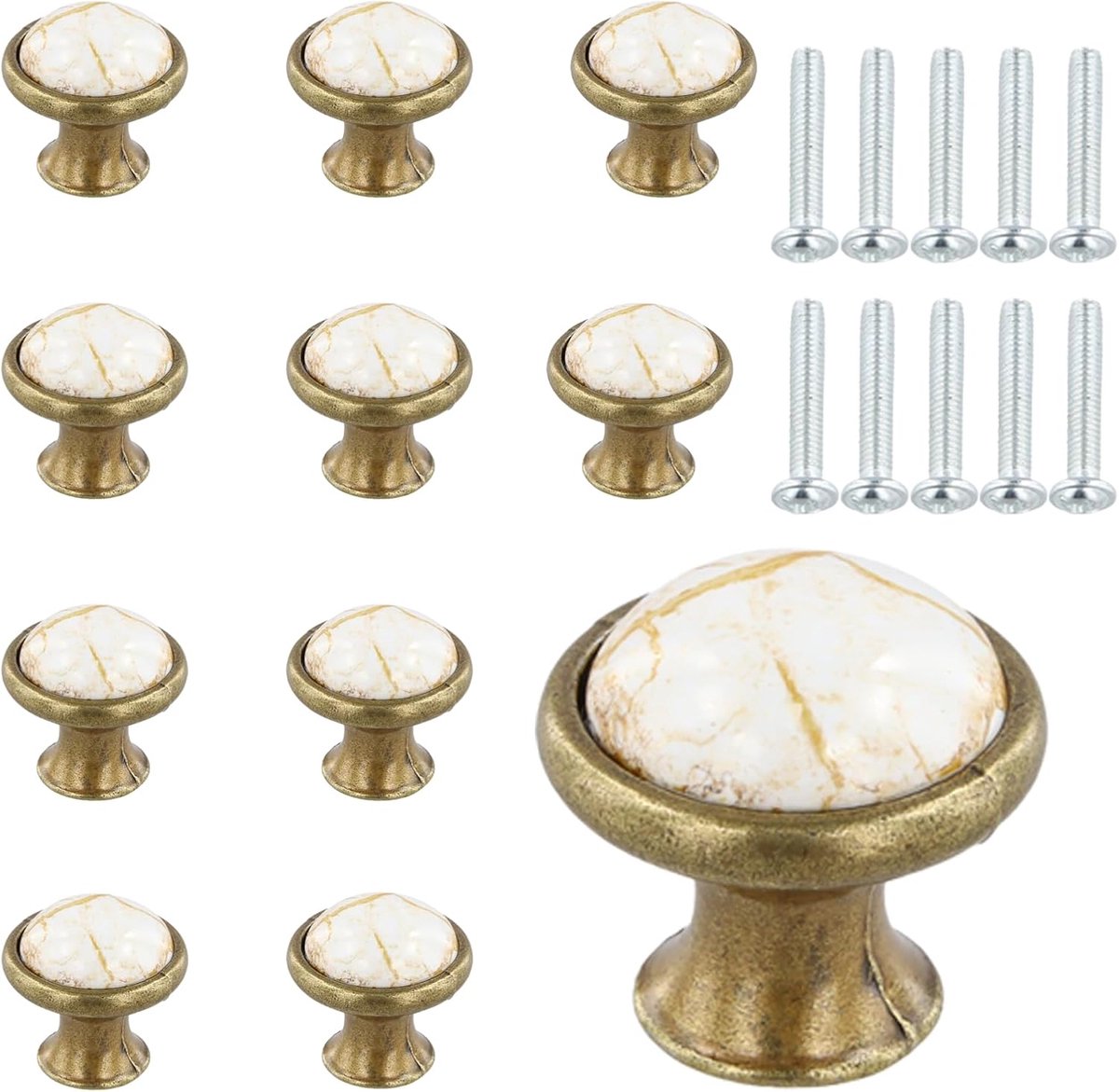 Deurknoppen, 33 mm vintage knoppen voor keukenkasten, meubelknoppen, kastgrepen, ladeknoppen voor keuken, kast (B-brons)