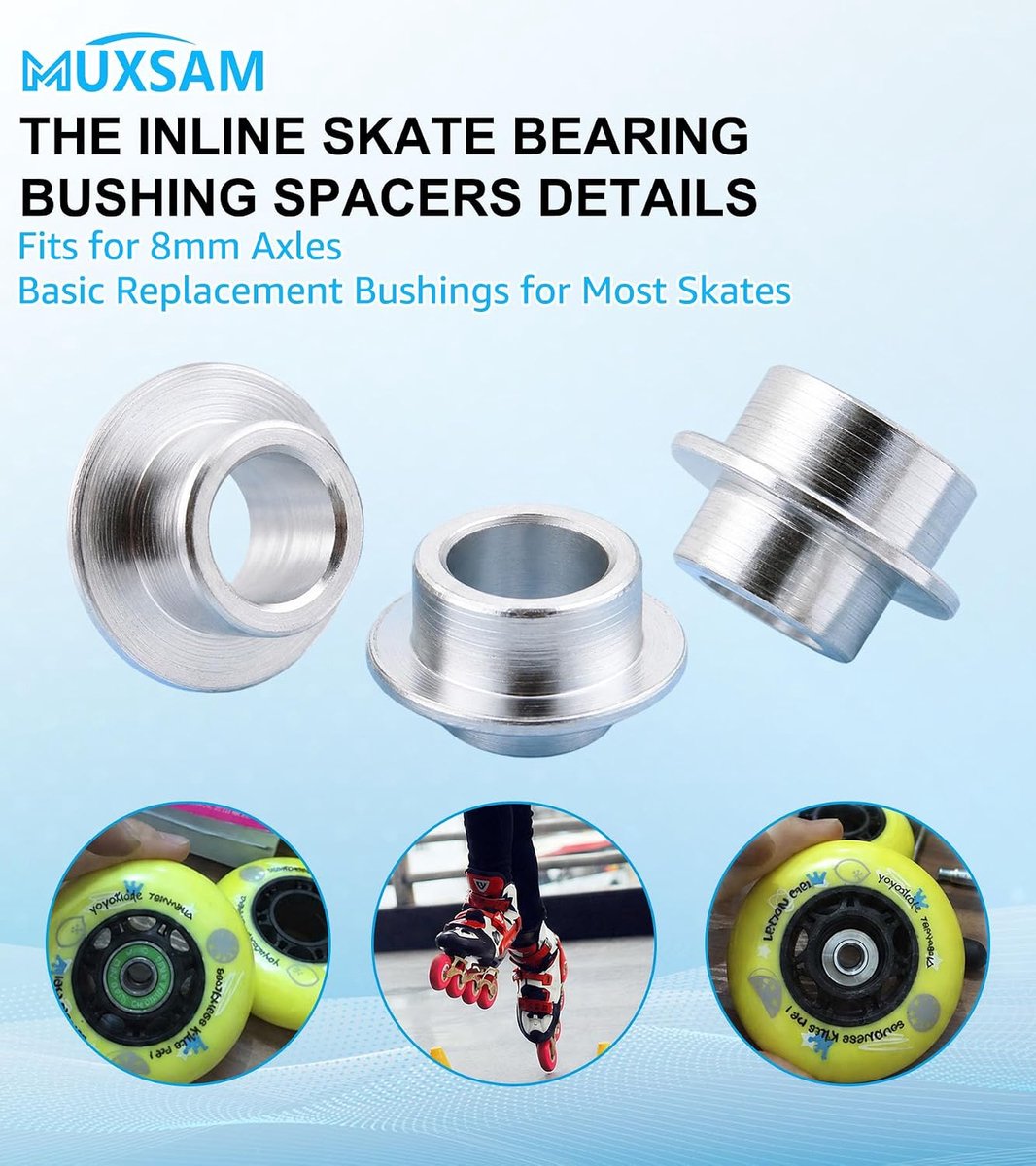 8 Stks Skate Roller Inline Skate Wiel Lager Spacers Accessoire 8mm