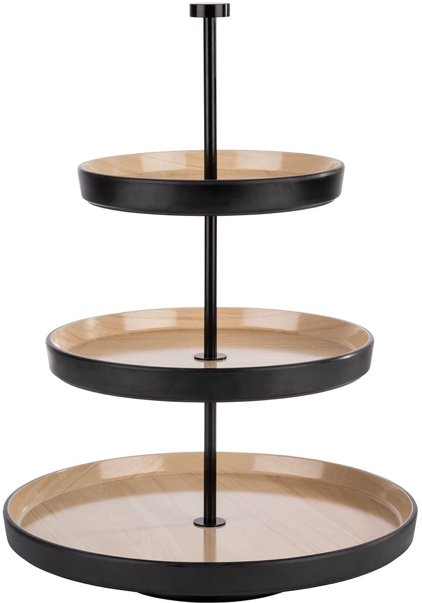85211 Frida 3-traps etagère, 1 frame van roestvrij staal (zwart), 3 schalen van vrijwel onbreekbaar melamine, Ø 20/25/32 cm, hoogte 43 cm