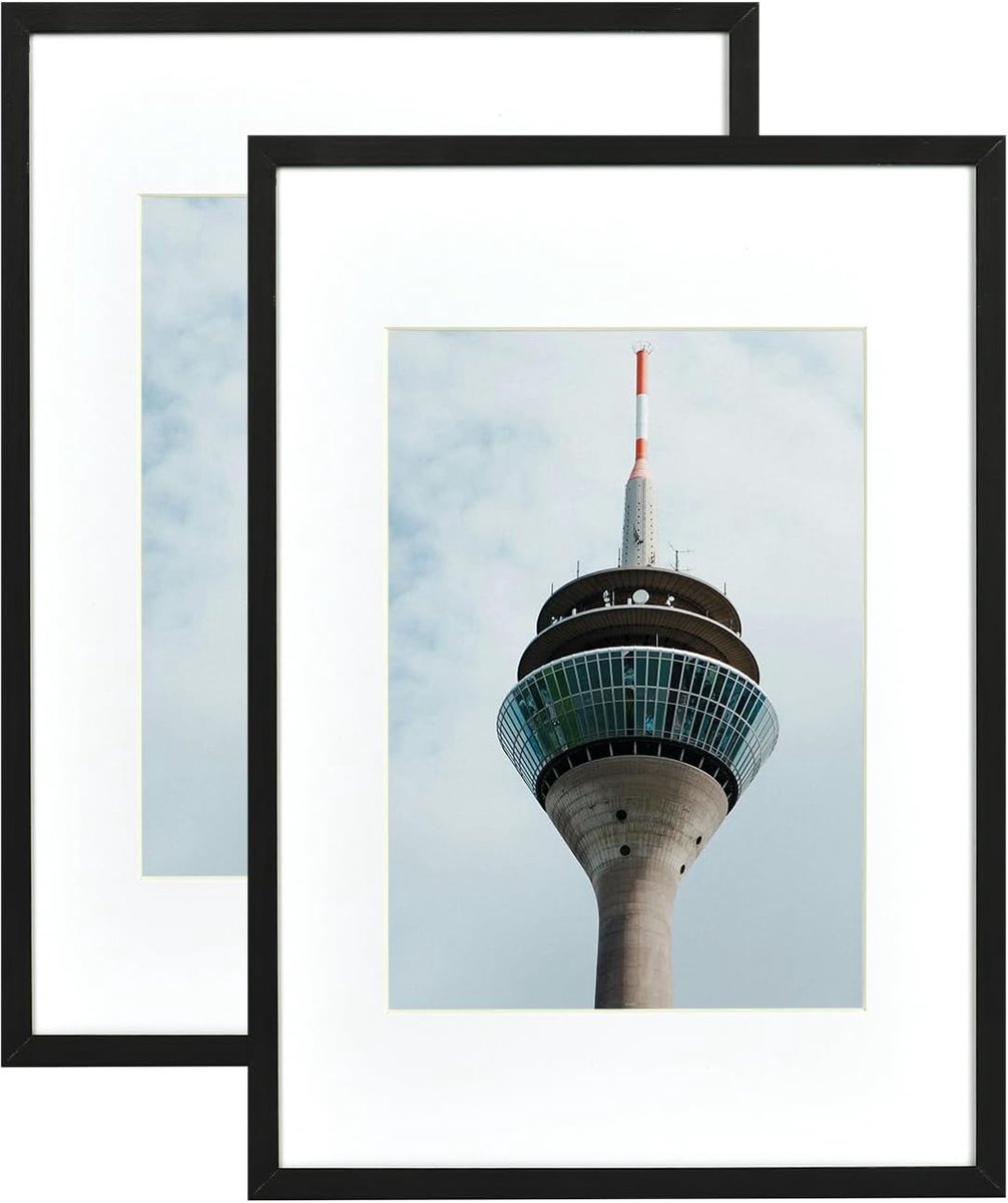 A3 29,7 x 42 zwart houten lijst met passe-partouts voor DIN A4 21 x 30 cm foto's om op te hangen/plaatsen voor foto's/posters/collages, moderne foto, set van 2