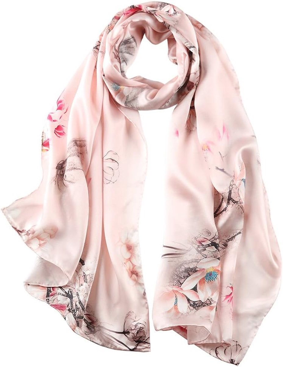 100% natuurlijke moerbei zijden sjaal multifunctionele sjaals voor dames, Magnolia-roze, Eén Maat