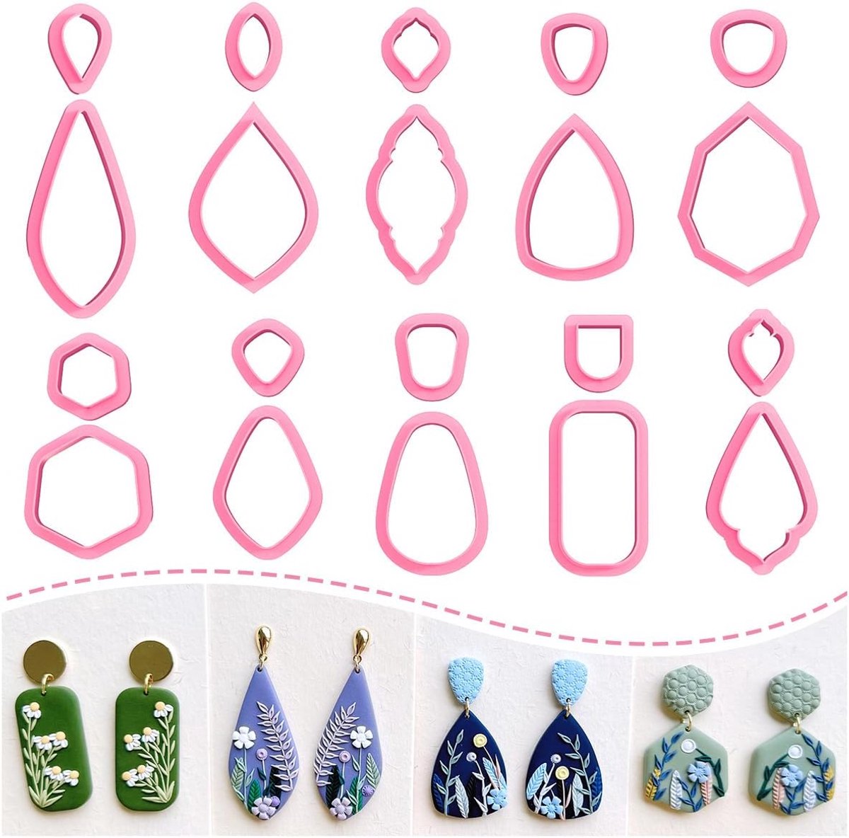 Kleisnijders, organische polymeerkleisnijders voor het maken van oorbellen, 20 vormen bloemen polymeer kleisnijders, studs kleisnijders voor polymeerklei sieraden (A+B)