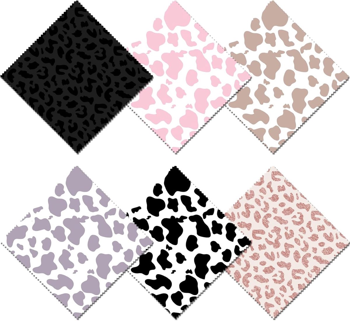 6 stuks brillenpoetsdoekjes, 16 x 16 cm, herbruikbaar, brillenpoetsdoek voor lenzen en schermen, schattig design voor vrouwen (B1-luipaard)