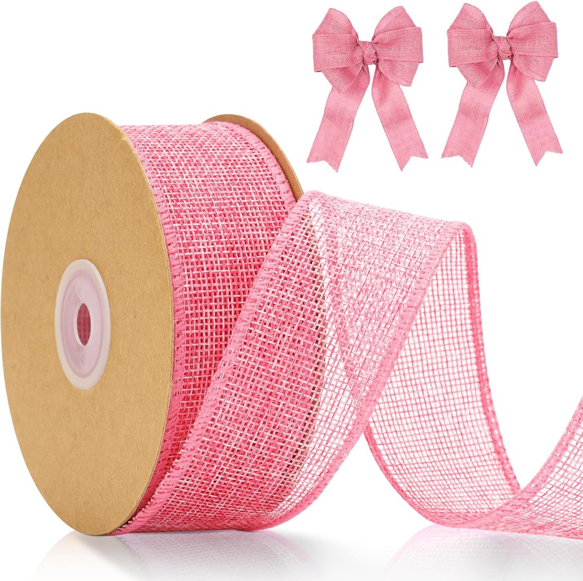 jijAcraft 4 cm jute lint met draad roze: cadeaulint voor strikken 10 m lint voor het knutselen jute decoratielint voor krans cadeau
