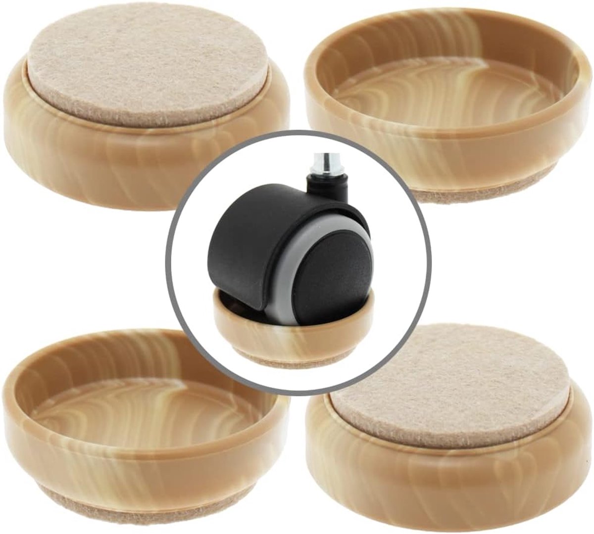 - 4x Vilt Base Castor Cups - Antislip - Bescherm uw vloeren en voorkom dat meubels bewegen of rollen