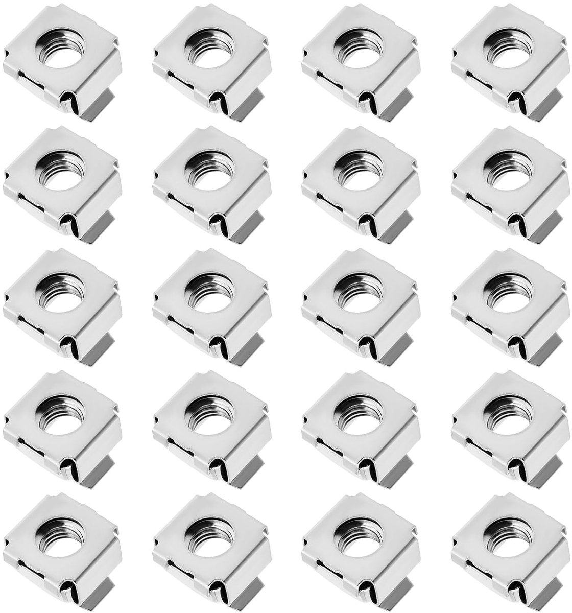 20Pcs M8 Kooi Moeren 304 Rvs Moeren Montage Kit Voor Netwerk Kasten Server Kasten Elektronica Behuizingen Rekken Zilver