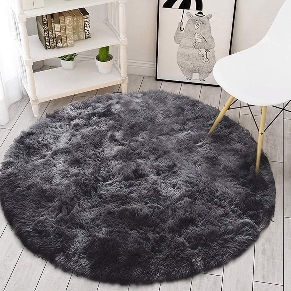 Tapijten Slaapkamer Tapijten Shaggy Tapijt Pluizig Zacht Vloerkleed Vloerkleden voor Kinderkamer Woonkamer Tapijten Dieppolig Tapijt Anti-Slip Zacht Tapijt ((160cm, Zwartgrijs))