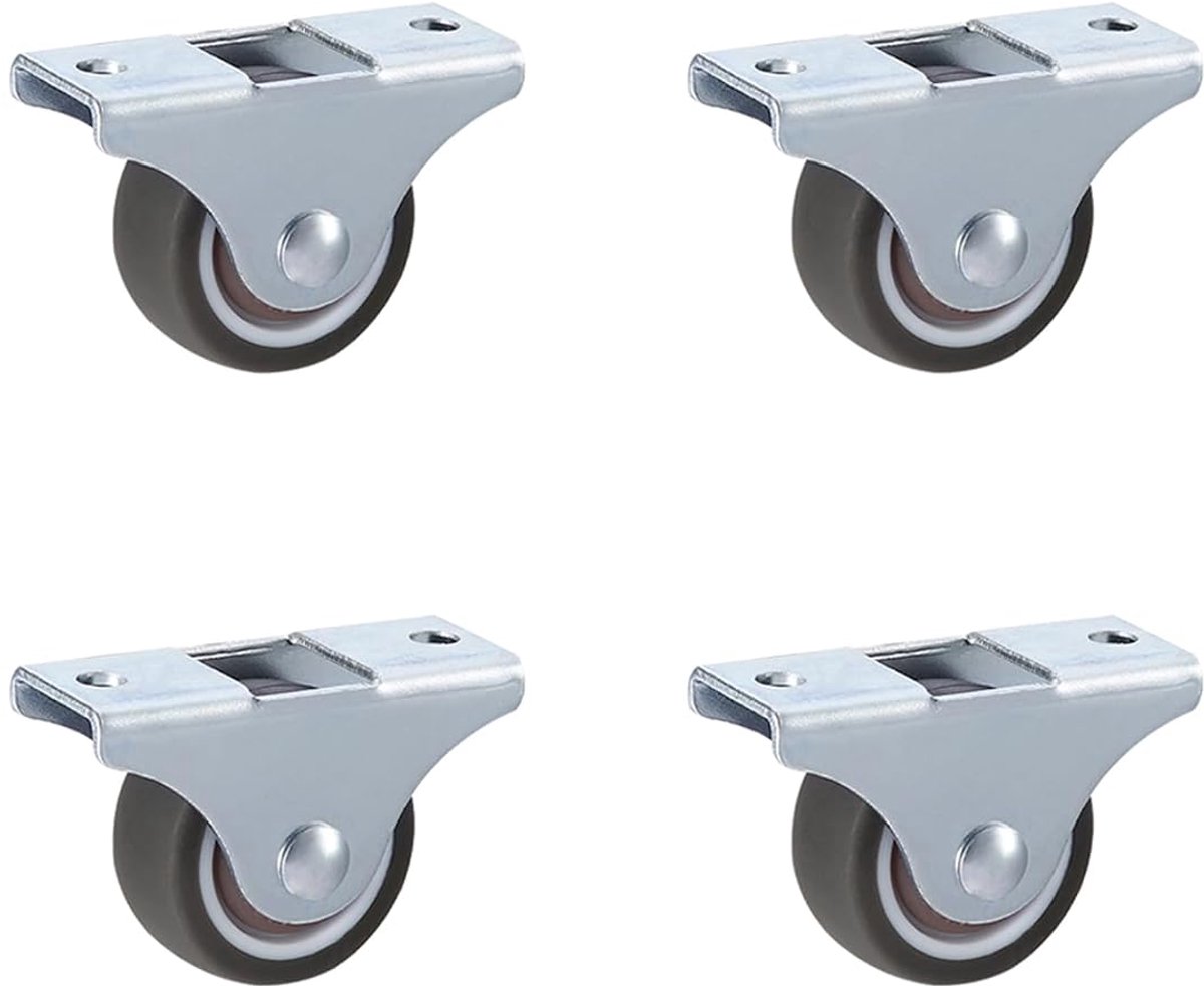 Stille TPR Wielen Ø 32 x 13 mm met Plaatbevestiging Rubber Wielen zonder Rem Vervanging voor Meubilair en Mobiele Kast Laadvermogen 60kg Grijs Pak van 4 stuks