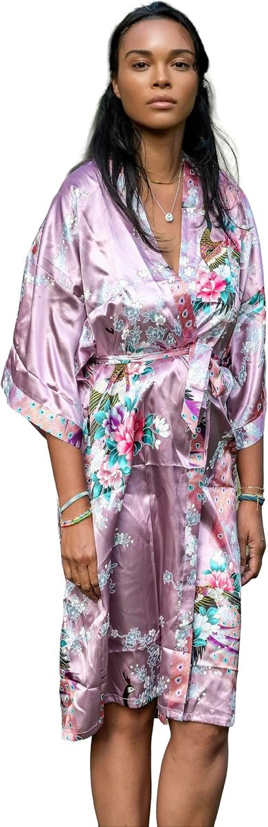 Kimono badjas lang 16 kleuren Premium Peacock bruidsmeisje bruidsdouche dames cadeau