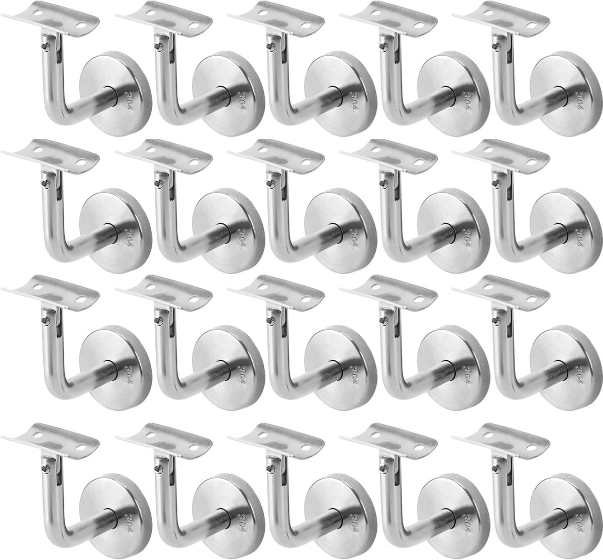 25 stuks roestvrijstalen leuninghouders, leuningverbindingen met afdekrozet, leuning, wandhouder, helling, verstelbaar, voor binnen- en buitenleuningen, wandhouder, 49 x 29 mm