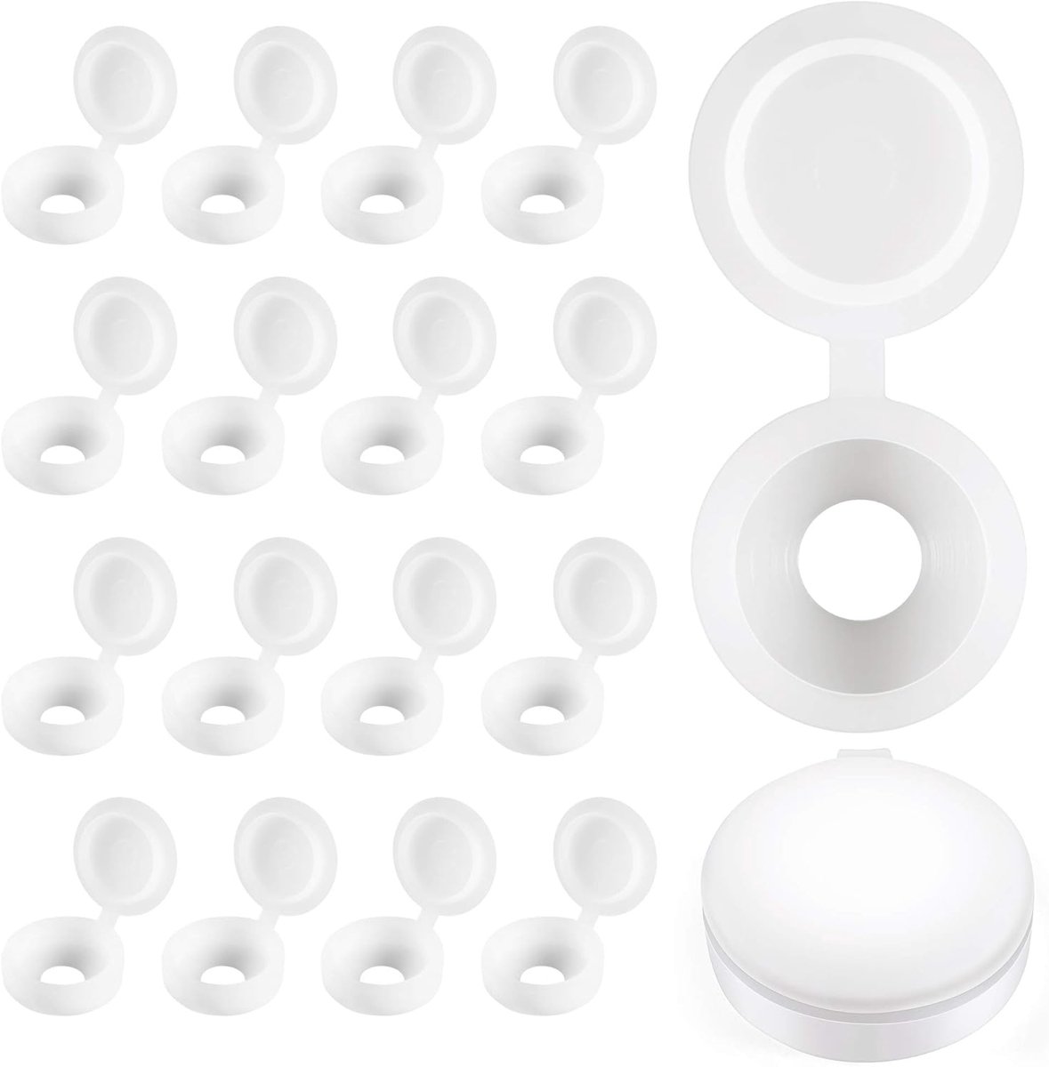 Schroefdopafdekkingen Kunststof Scharnierende Vouwschroefafdekkingen Washer Flip Tops Wit