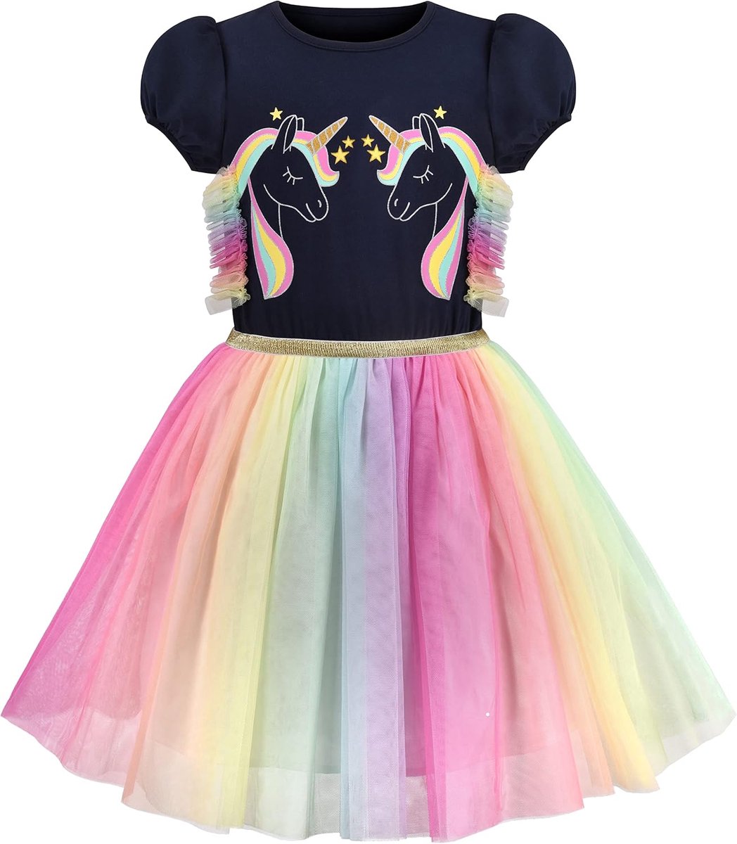 Regenboog Tule Rok Korte Mouwen Verjaardagsfeest