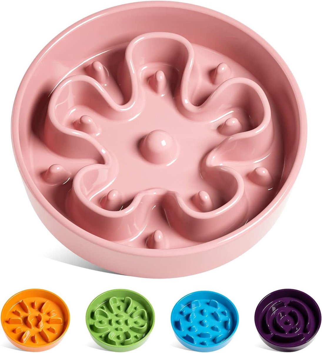 TAUCI Slow Feeder Hondenbak, 675 ml, Pink Bloom