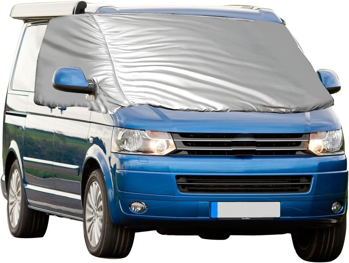 voorruit cover voor VW T5 Transporter, Verdikte Voorruit Zonneschermen Voorruit Sneeuw Cover Anti Vorst Ijs Stof Venster Cover, Zilver Wrap Blackout Voorruit Cover Campervan