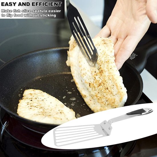 gleufdraaier, grote flexibele metalen gleufspatels om om te draaien Draaien Frituren Grillen Biefstuk Vispannenkoek — afbeelding 4