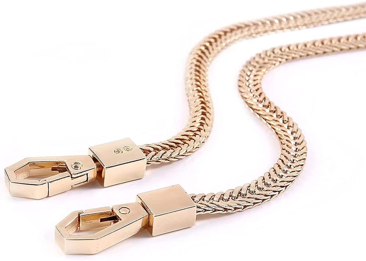 100cm Ijzeren Platte Ketting Riem Handtas,Kettingen Accessoires Portemonnee Riemen Strap Goud Ijzer Platte Ketting Riem Vervanging,voor Crossbody Schoudertas Koppeling(Licht Goud)