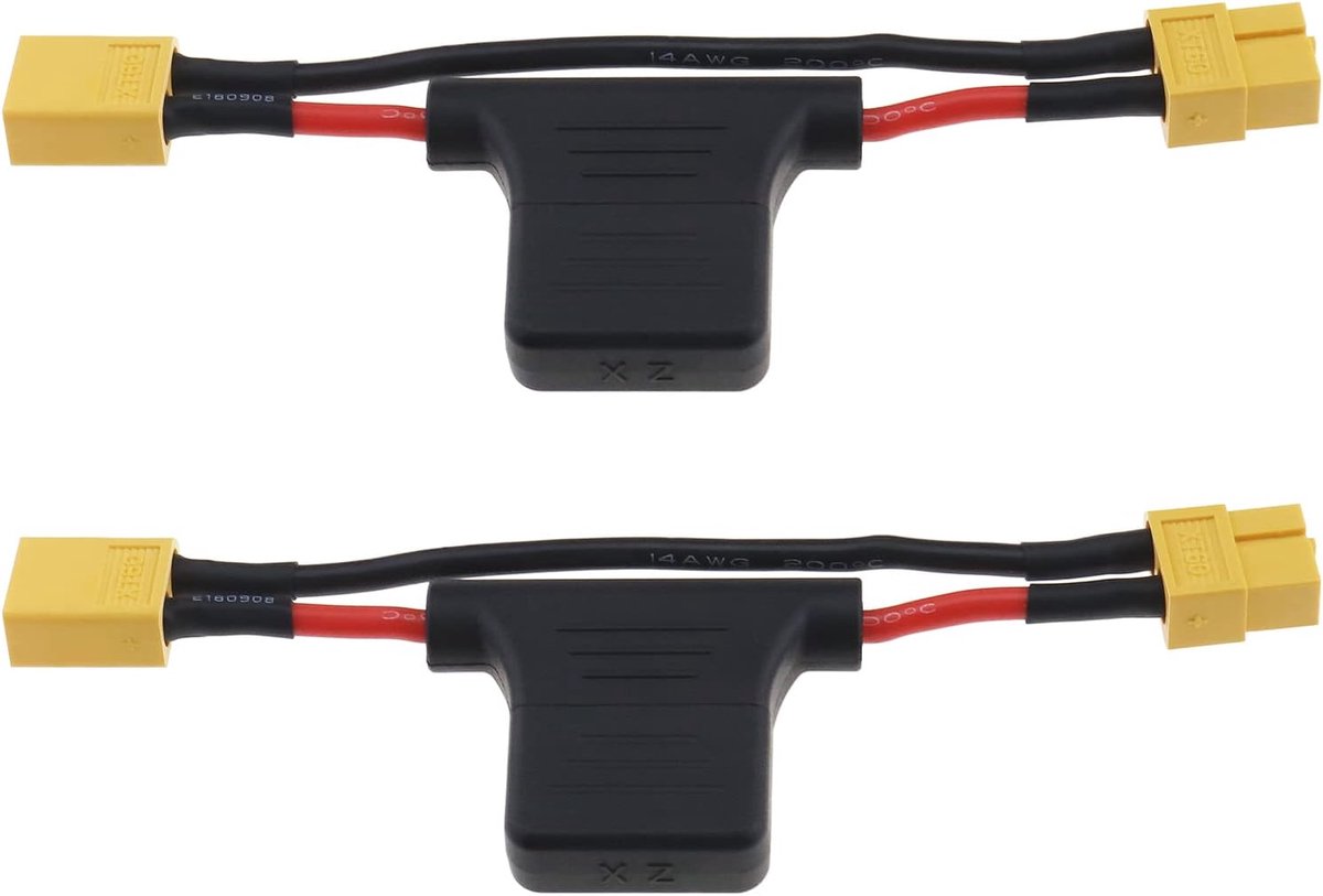 2 STKS XT60 Mannelijke naar XT60 Vrouwelijke Verlengkabel met 30A Zekering 14AWG Siliconen Draad voor Elektrische Fietsen Drone RC Auto Quadcopter Batterij Oplader