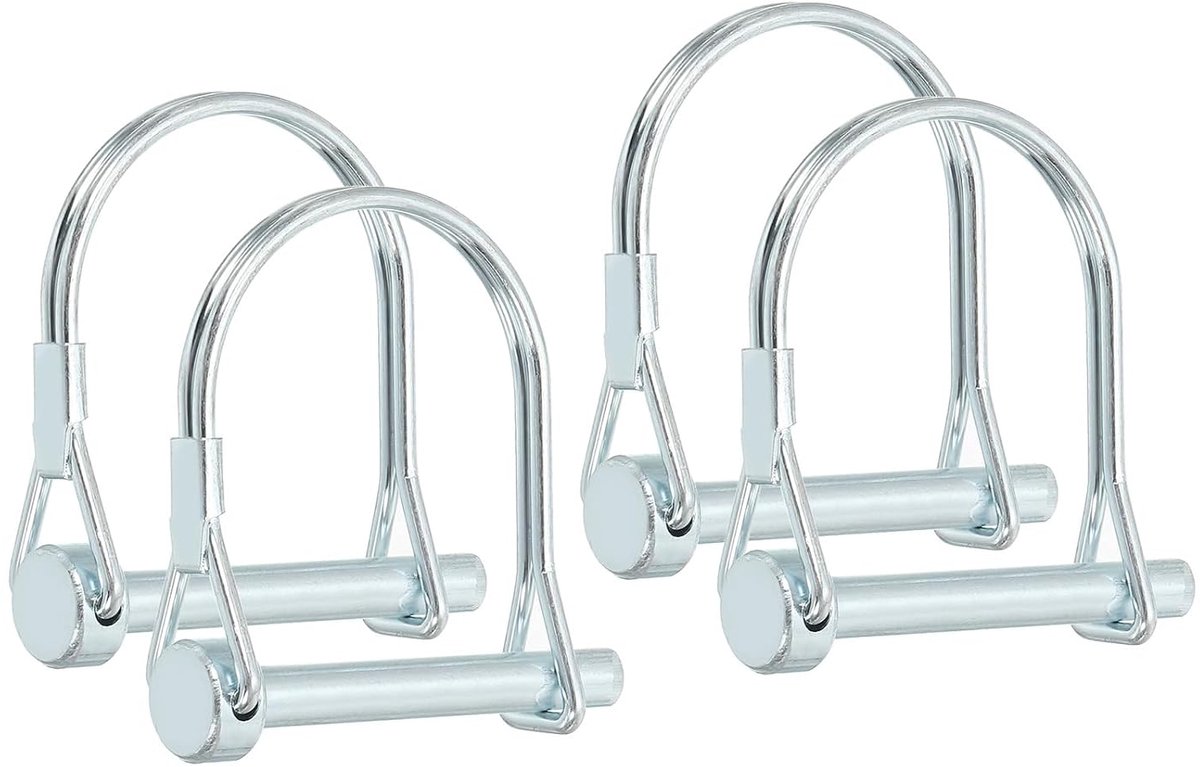 4 stuks borgpennen voor as 6 x 45 mm koppeling aanhanger veiligheidspennen met ronde draad voor vrachtwagens, aanhangers, grasmaaiers, tractoren, boten