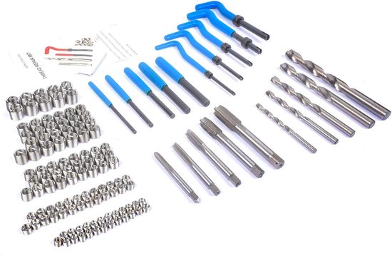 Schroefdraadreparatieset, 131-delig, schroefdraadreparatiegereedschap, M5, M6, M8, M10, M12, schroefdraad blauw — afbeelding 4