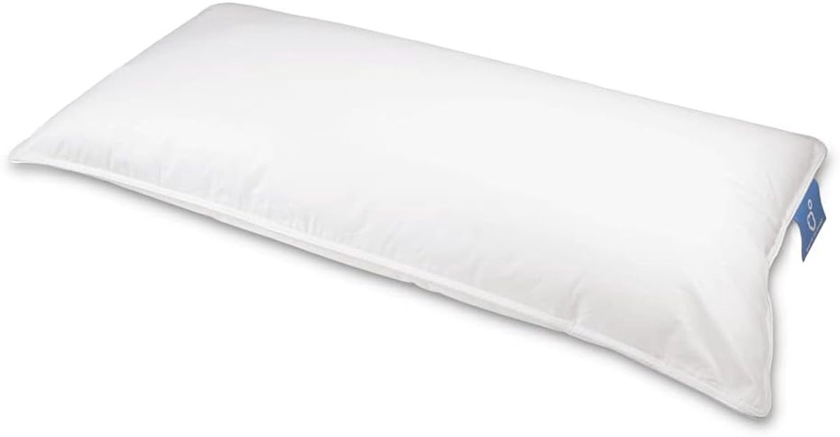 SnelShoppen - Premium 3-chamber Kussen 40 x 80 cm - Firm Hardheid - 100% Mako Katoen - 550 g Ganzendons - Ideaal voor Slapen, Outdoor, Kamperen, en me