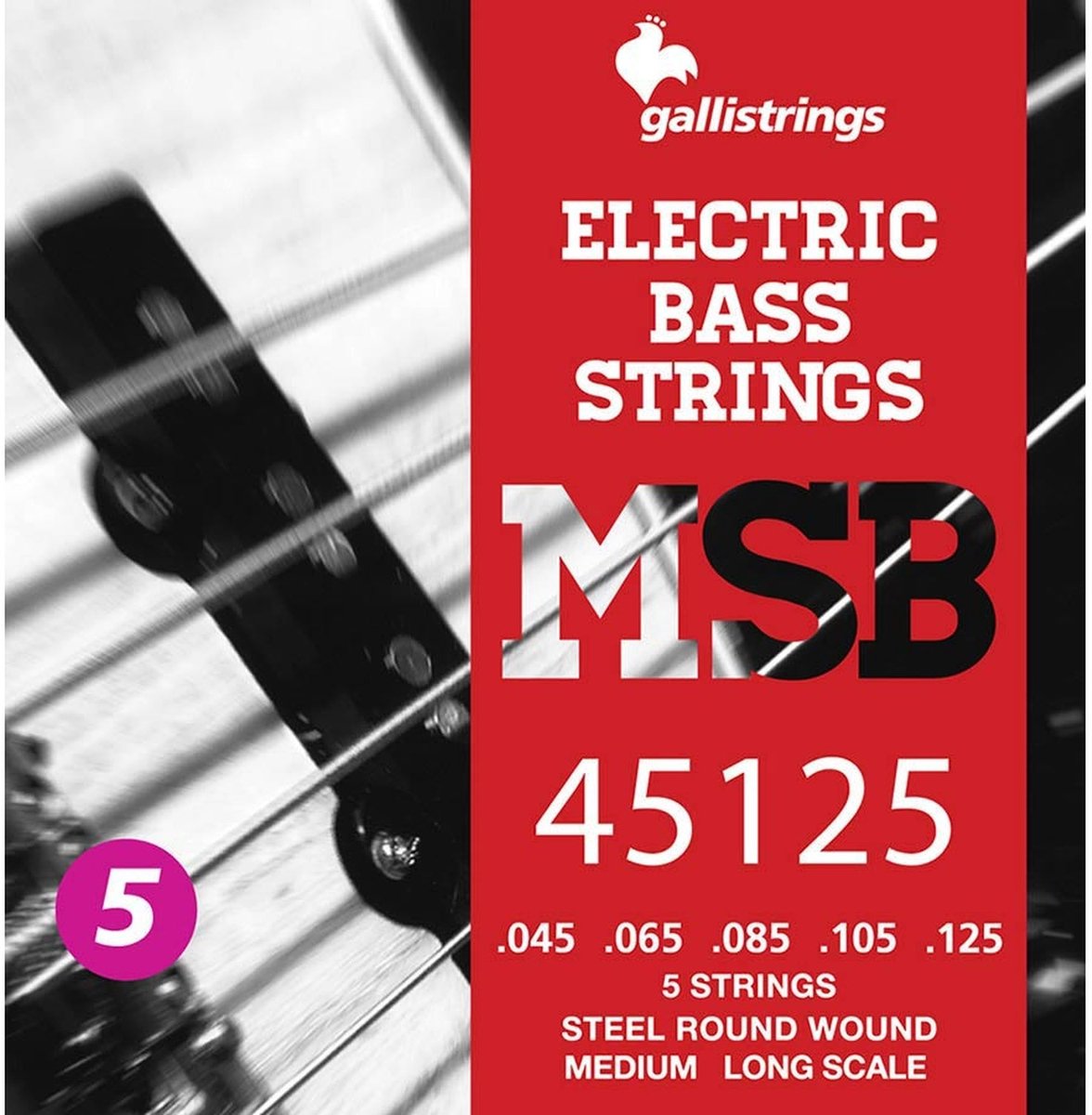 Galli MSB-45125 snaren set elektrisch 5-snaar bass, steel medium, 045-065-085-105-125