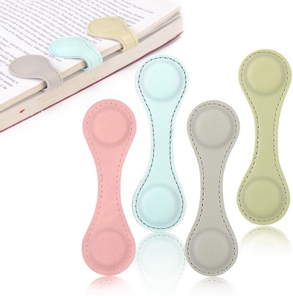 Boekenleggers 4 Stuks - Magnetische Bladwijzers - Hoogwaardig Leer - Meerkleurig - Praktische Boekaccessoires - Duurzaam en Krasbestendig