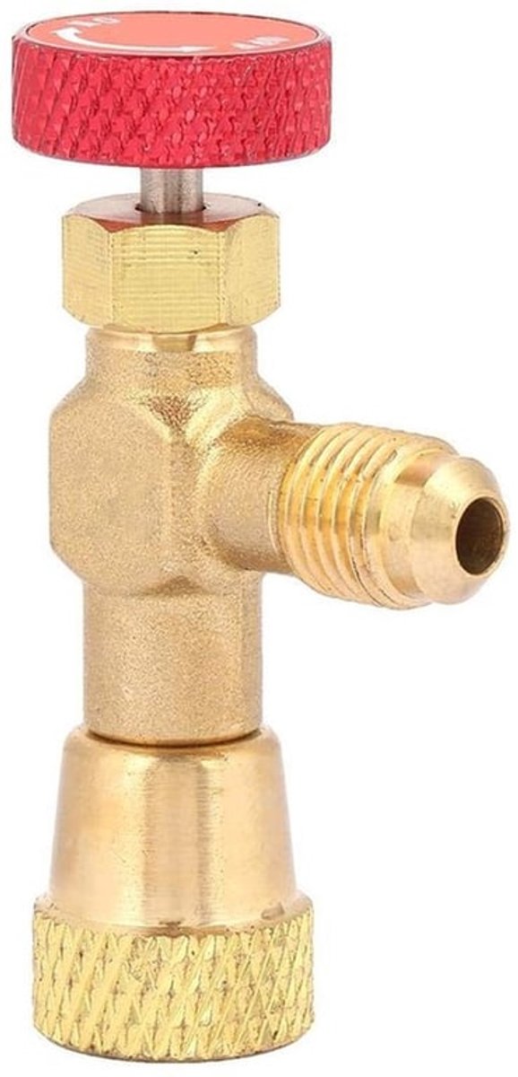Doorstroomregelventiel - Messing Adapter - Duurzaam en sterk - 1/4 inch - 5/16 inch - Veiligheidsventiel voor R410A - Geschikt voor airco...