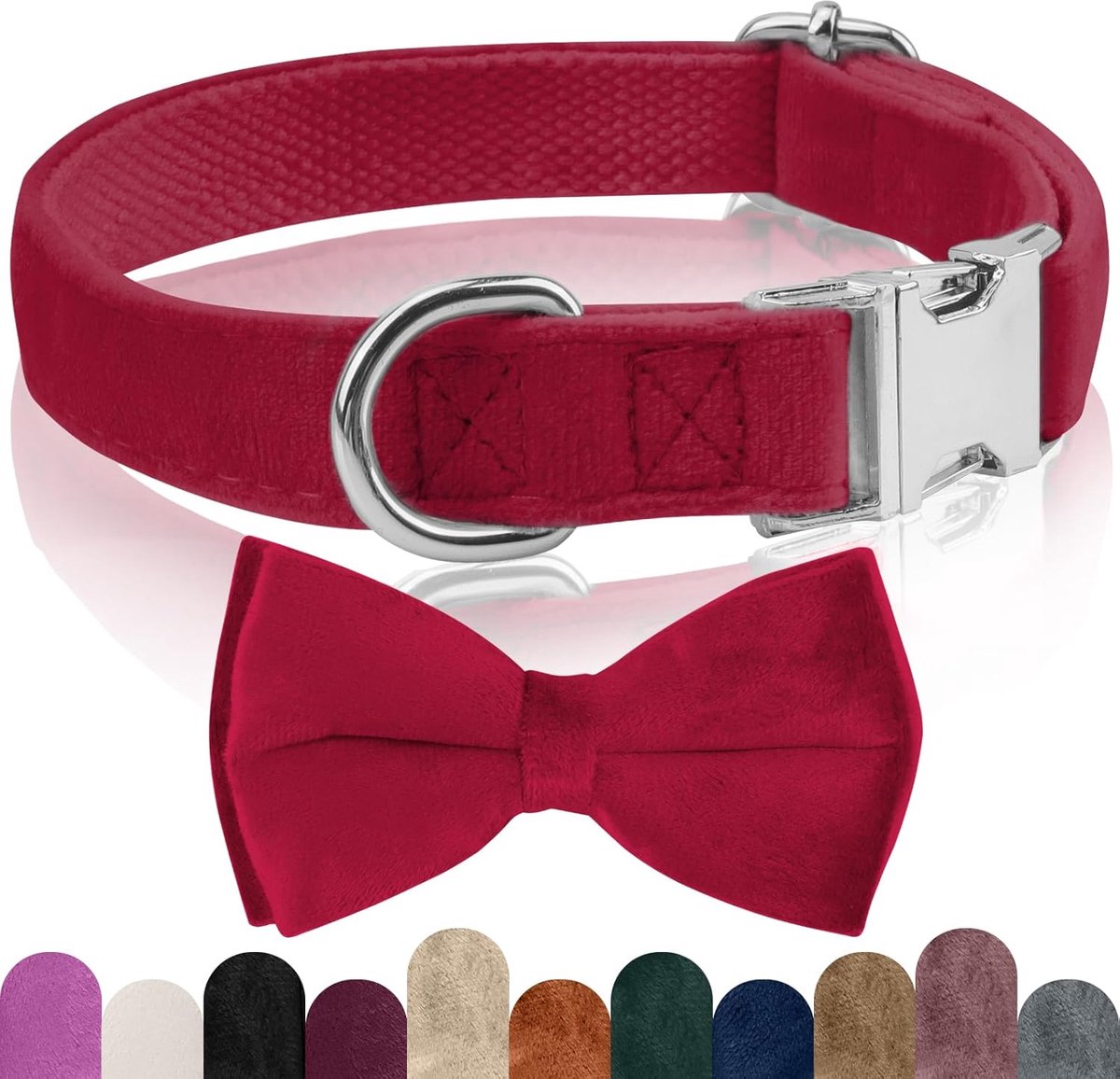hondenhalsband met afneembare hondenstrik, gepersonaliseerd, verstelbaar voor kleine, middelgrote en grote honden (M, Groot Rood)