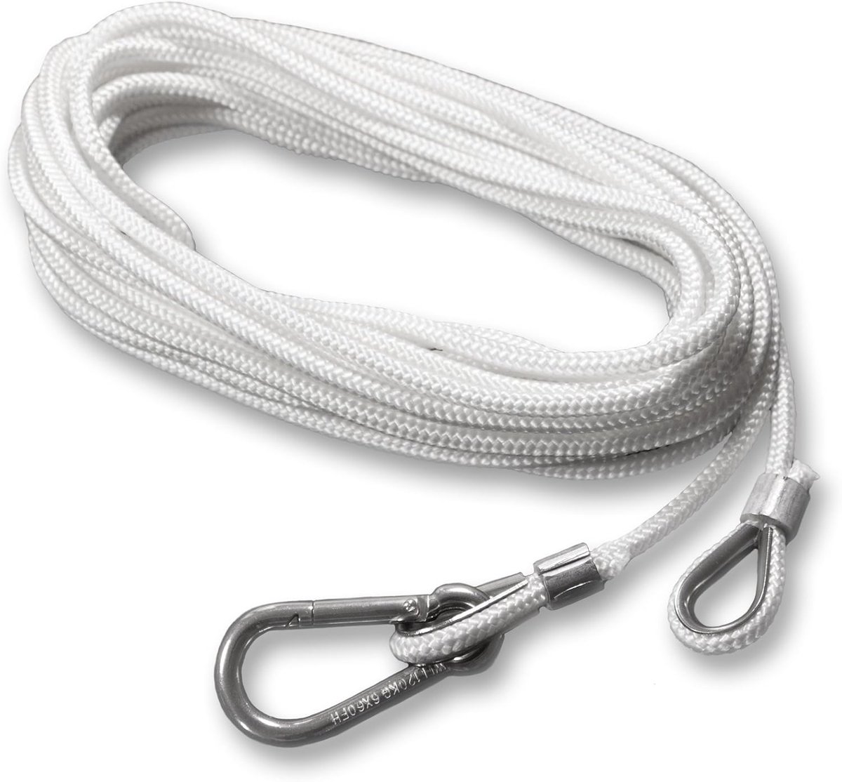 PES hijstouw vlaggentouw vervangtouw vlaggentouw Ø 5 mm met karabijnhaak en kousdruk in de lengtes 7,6/9,6/11,6/13,6/15,6 meter voor vlaggenmast met standaard hijsinrichting