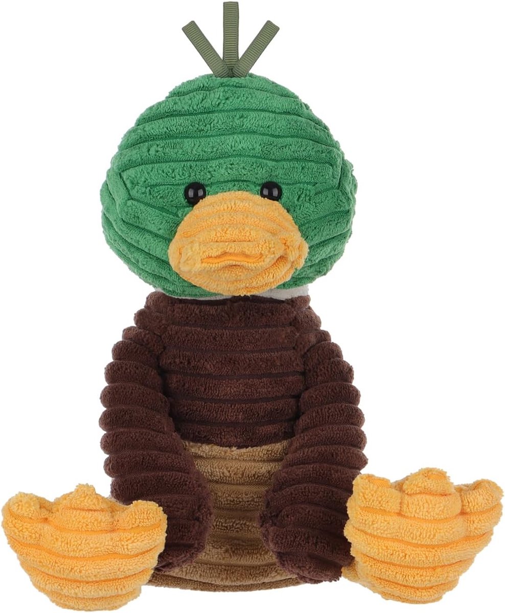 Lamb Cord Stockeneend, pluche dieren voor kinderen, zacht schattig knuffeldier voor baby's, meisjes en jongens, pluizig corduroy, mallard groen, 25 cm