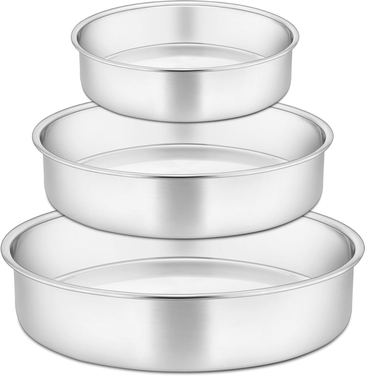 Bakvorm, roestvrij staal, rond, taartvorm, 3-delige set, 11/17/21 cm, taartbakvorm bakvormen voor verjaardag, bruiloft, Kerstmis, eendelig en lekvrij, niet giftig en gezond