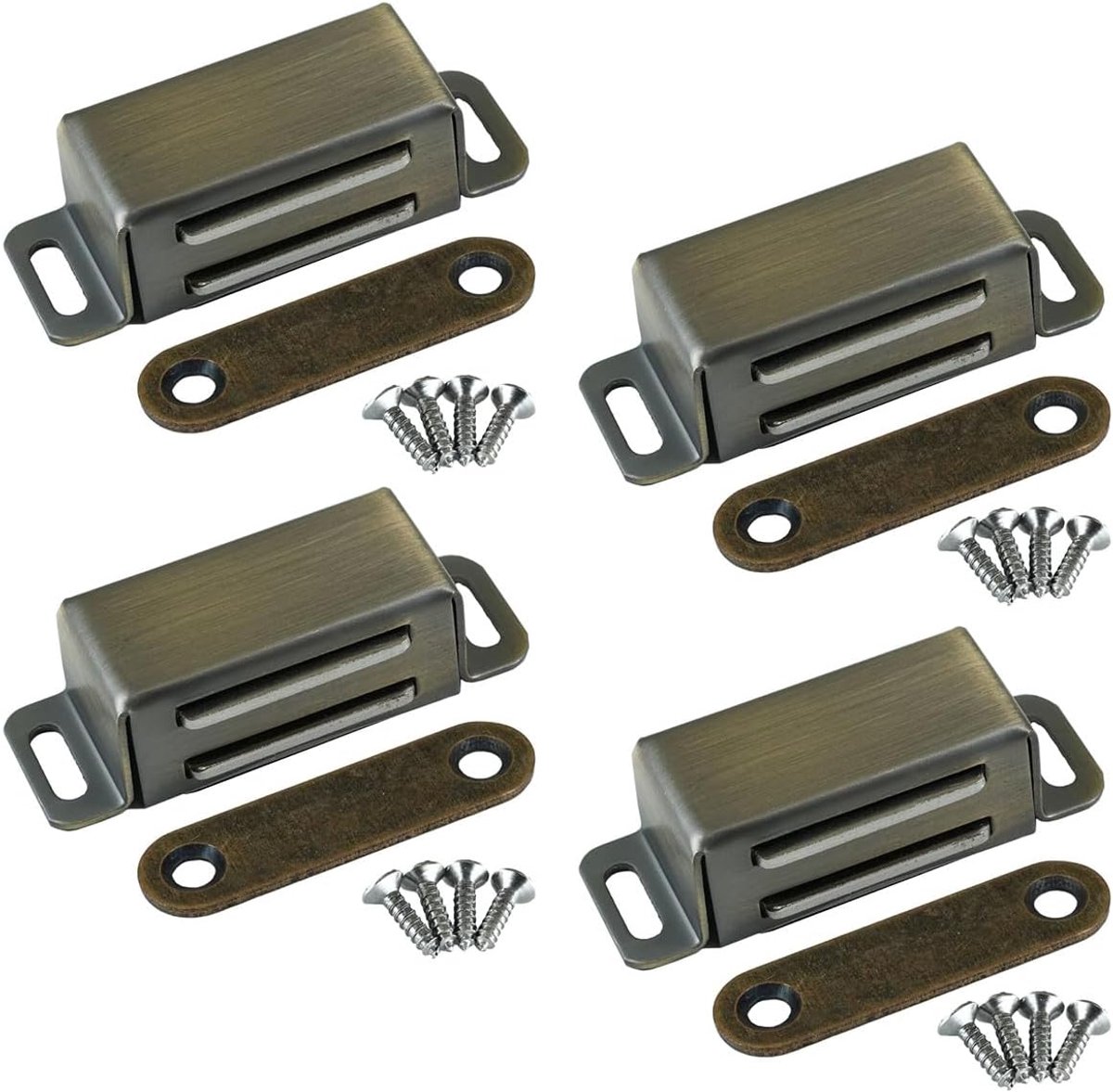 Magneetsnapper deurmagneten voor kastdeuren, sterke 8 kg magneetsluitingen, roestvrij staal, magneet, deursluiter, magneet voor meubels en balkondeuren, brons (4 stuks)