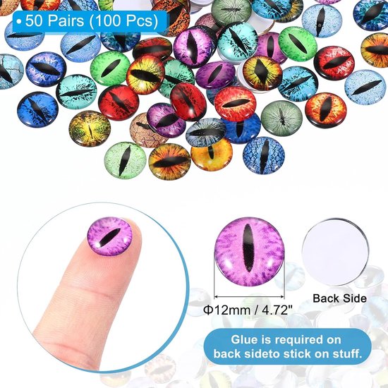 Ogen, 100 Stuks Ronde Glazen Ogen voor Dieren Haakwerk Ogen voor Kleipoppen Maken Knutselen DIY-artikelen Sieraden Maken, Gemengde Kleuren — afbeelding 5