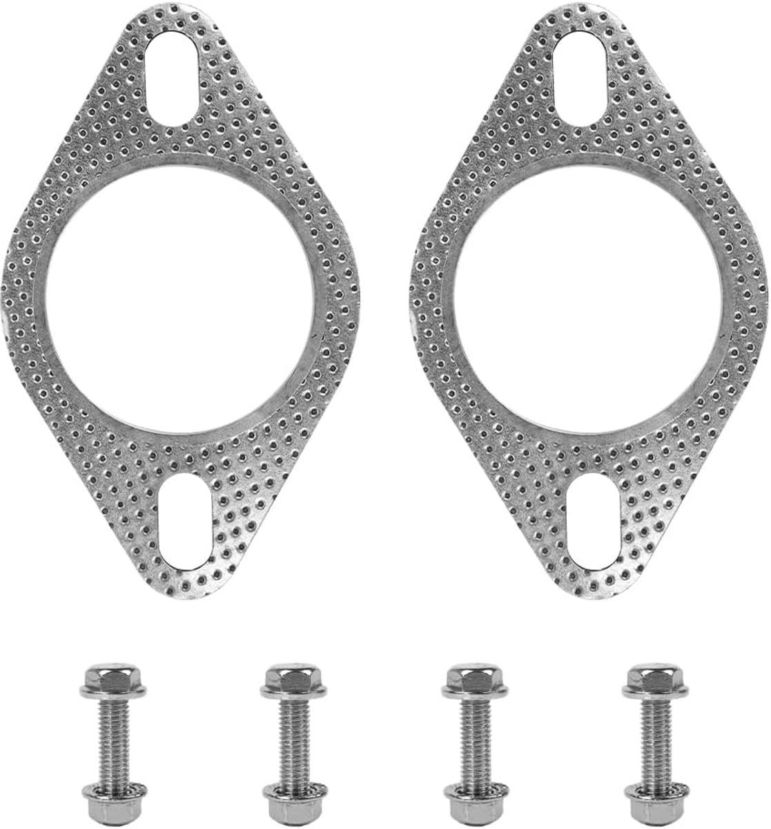 2 stuks auto-uitlaatpakking, 2,5 inch uitlaatflenspakking met 4 bouten en 4 moeren, uitlaatspruitstukpakking, voor het aansluiten van de auto-uitlaatpijp