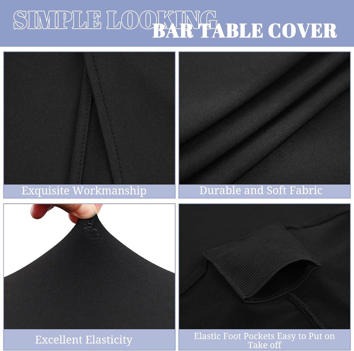 Set van 4 stretch statafelhoezen voor bistrotafel Ø 80-85 cm elastaan, stretch tafelkleed, versterking in de voetzone, voor bruiloft, verjaardagsfeest, hoezen voor statafels en bistrotafels (80 x 110