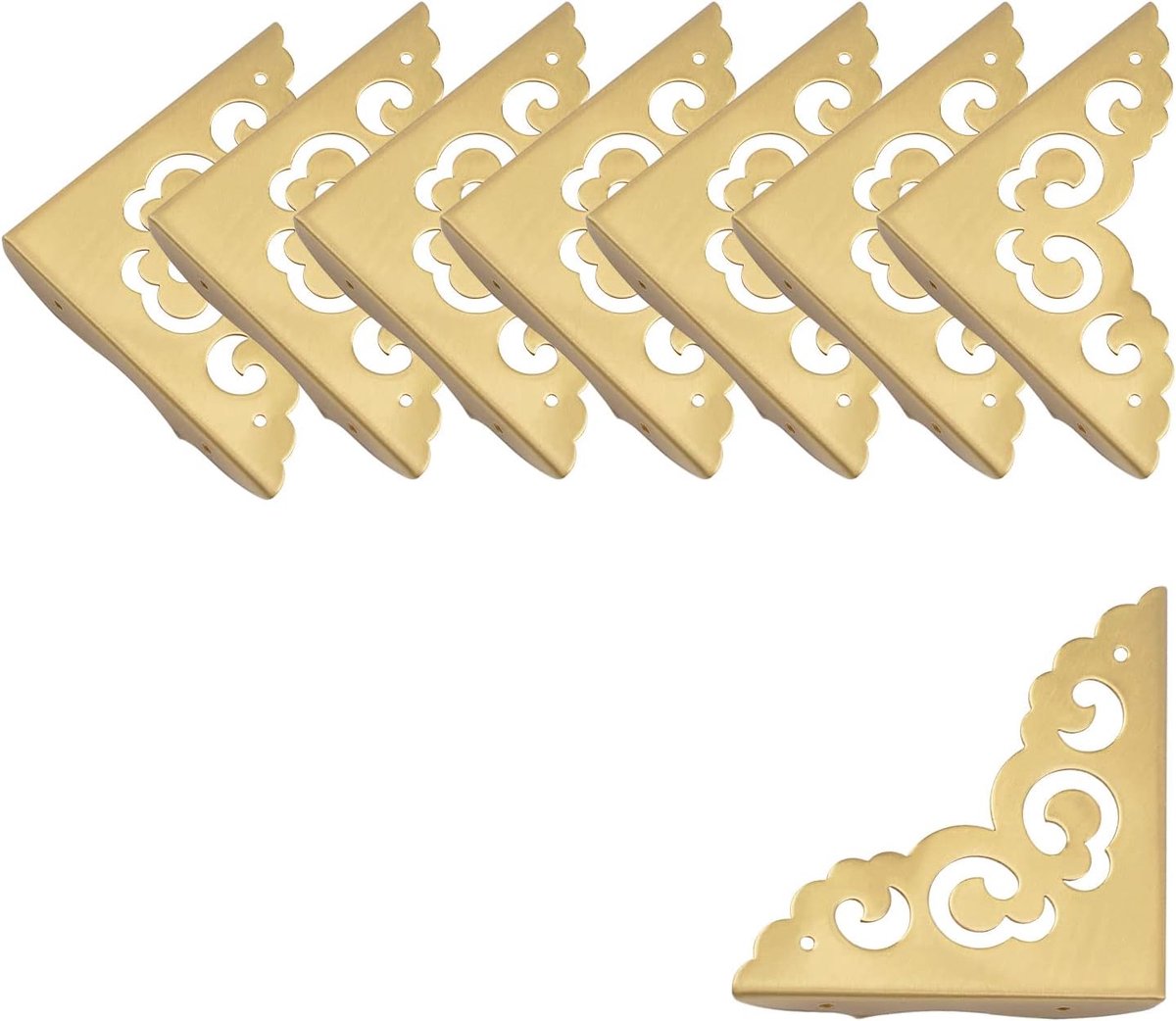 Metalen Hoeksbeschermer Bureauhoeken Decoratieve Rand, 8 Stuks Gepolijst Messing Decoratieve Randen en Hoeken voor Dozen (Messing)
