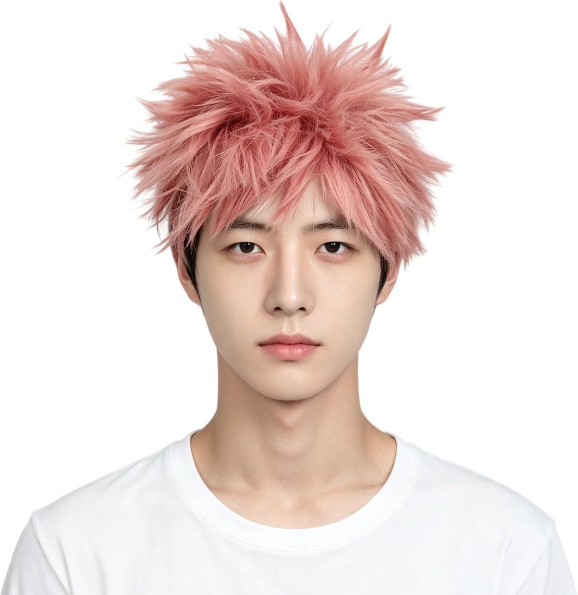 Korte roze zwarte anime cosplay pruik Halloween cosplay party pruiken voor mannen