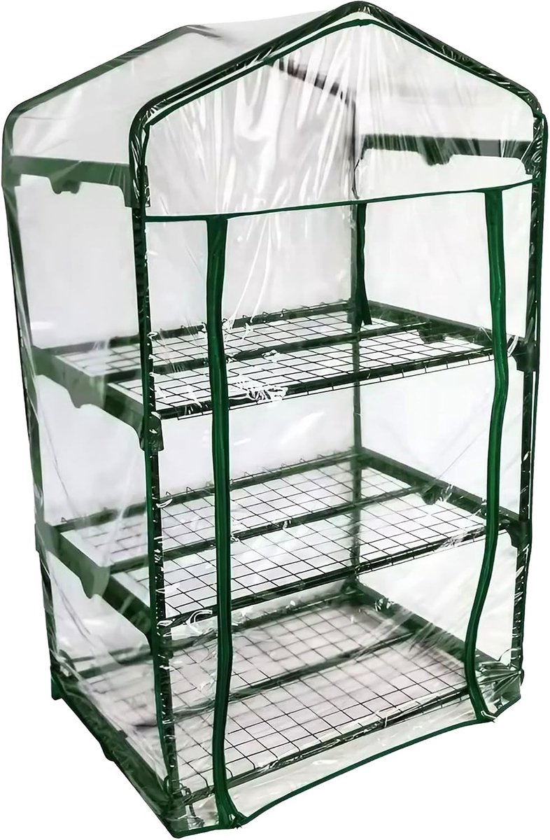 Broeikas voor het balkon, behuizing van polycarbonaat en transparant pvc-zeil, geschikt voor wintergewassen, afdekking voor planten en bloemen (3 etages)