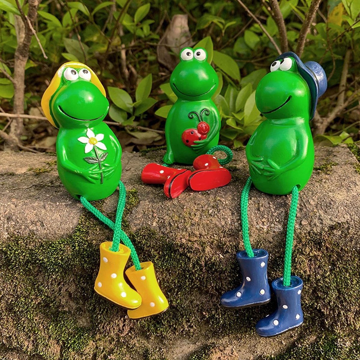 3 stuks decoratieve tuinkikkerfiguren, tuindecoratie standbeeld, tuindecoratie voor buiten | Dieren ornament tuinfiguur voor buiten, hars standbeeld boerderij balkon minijvijver woonkamer kantoor decoratie