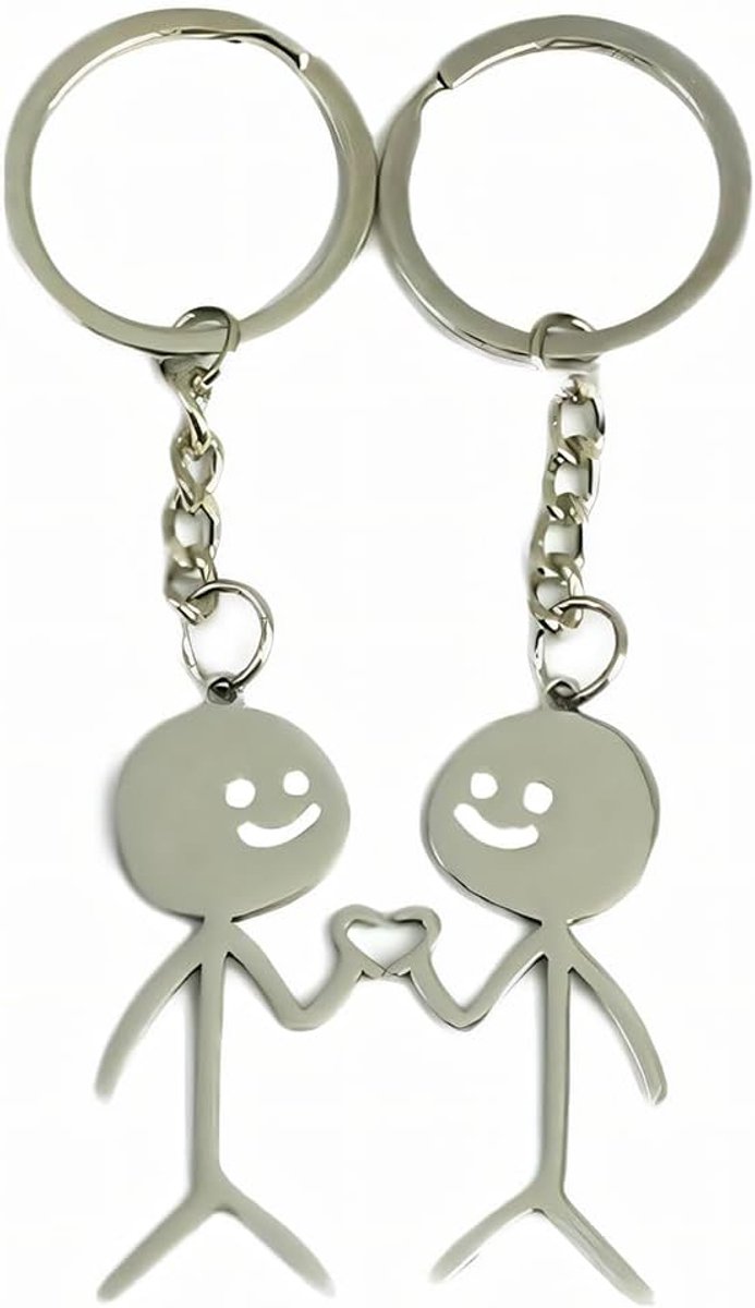 sleutelhangers, 2 stuks grappige smiley face figuur tekentaal sleutelhanger vinger stickman schattige trend tas auto sleutel hanger paar cadeau sleutelhanger