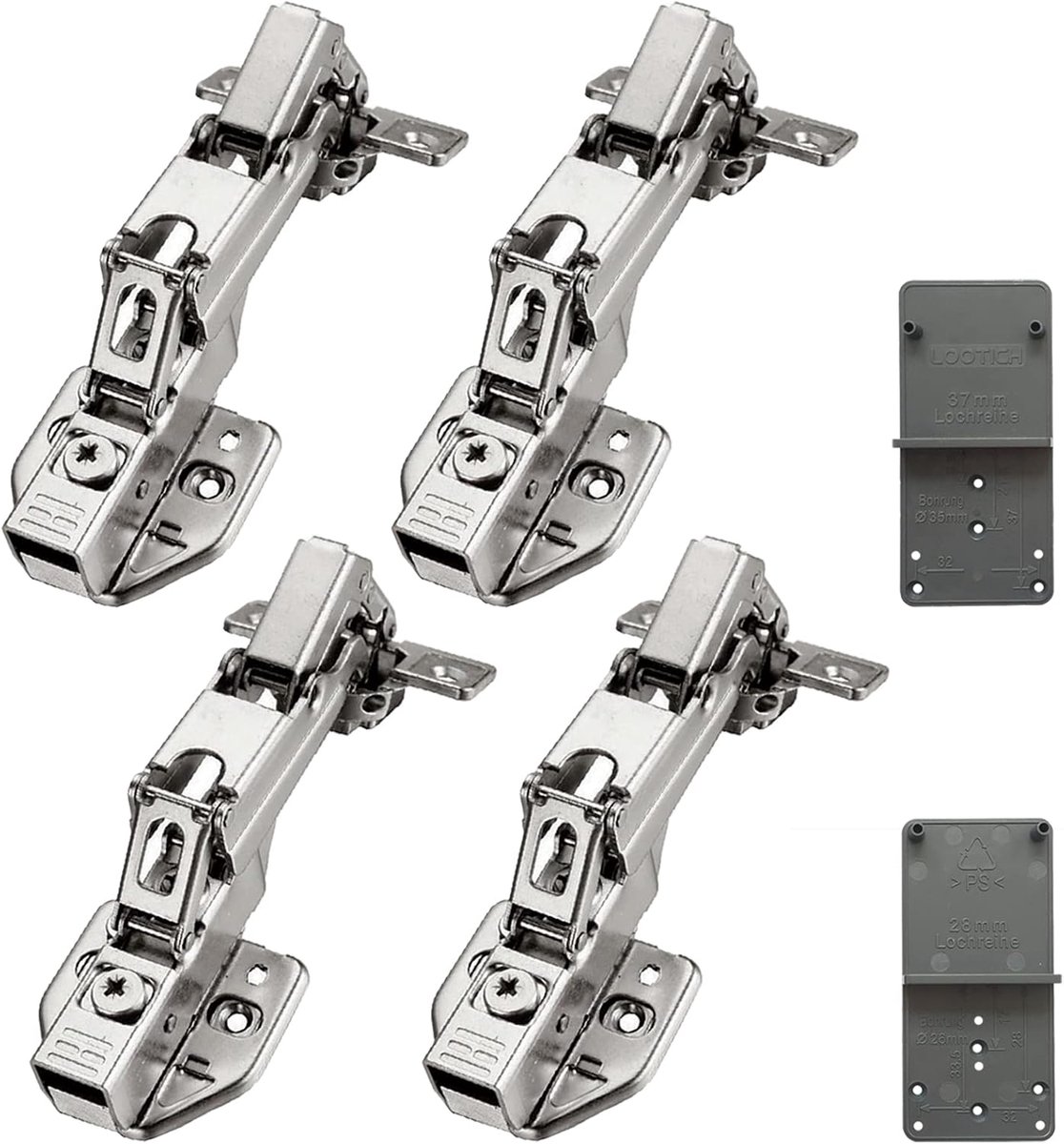 165° Binnenliggend 35mm Zacht Sluiten Scharnieren met Hydraulische Demper voor Keukenkast Kast Kleerkast Deur Soft Close Automatische Scharnier Geïntegreerde Demping 4 pcs