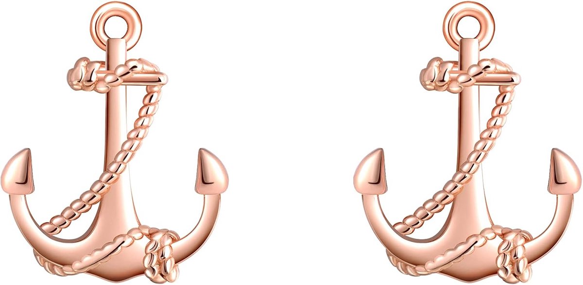 925 sterling zilver dames ketting anker hanger halsketting oorbellen roségoud anker armketting armband dames sieradenset voor vrouwen meisjes moeder vriendin, Sterling zilver,