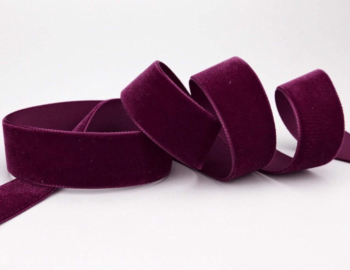 3 m x 22 mm fluwelen lint BURGUNDY bordeaux (434) decoratielint velours eenzijdig fluweel stevig lint om te naaien versieren