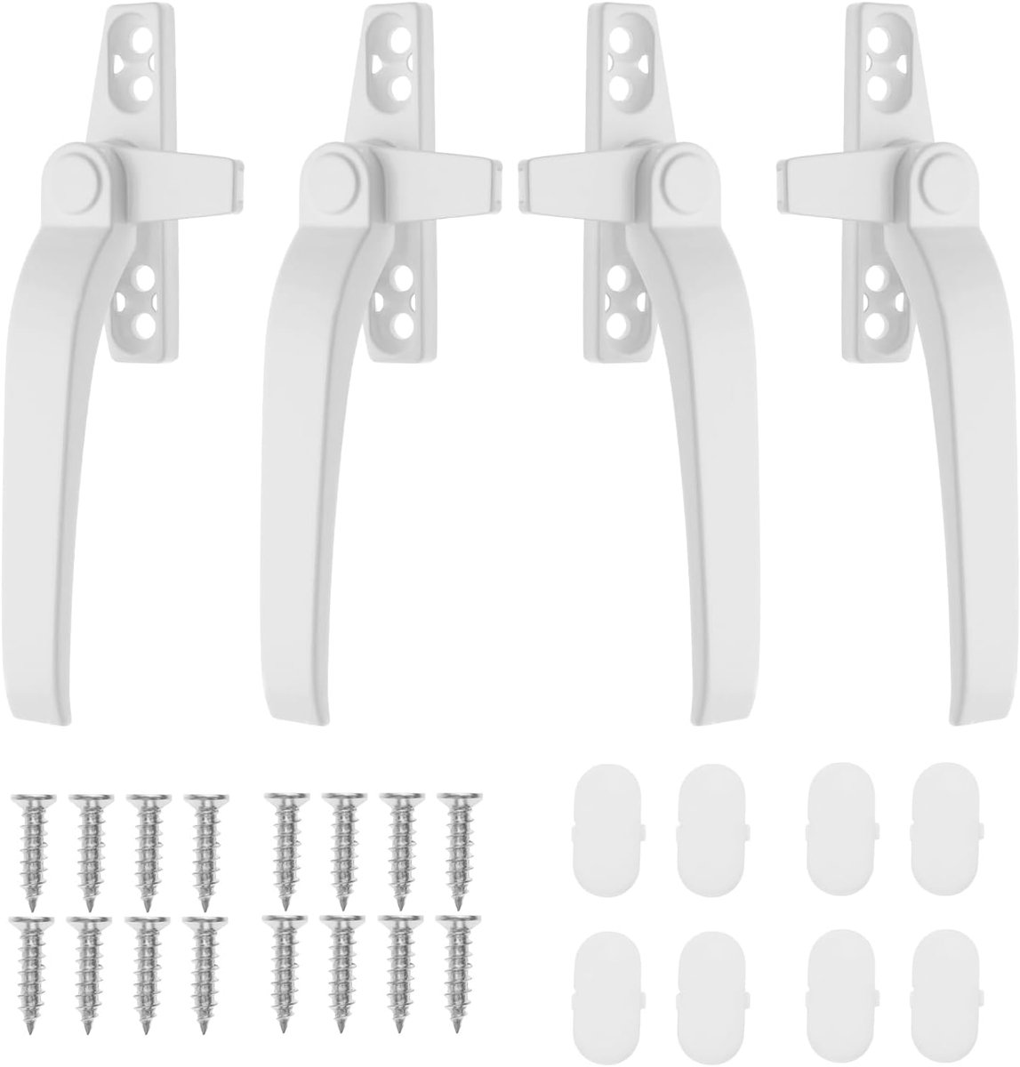 Raamgreep Universele Vervanging - 4 Set - Zinklegering - Bevestigingsschroeven - Rechts/Linkerhand - Duurzaam en Veilig - Raamhandgreep