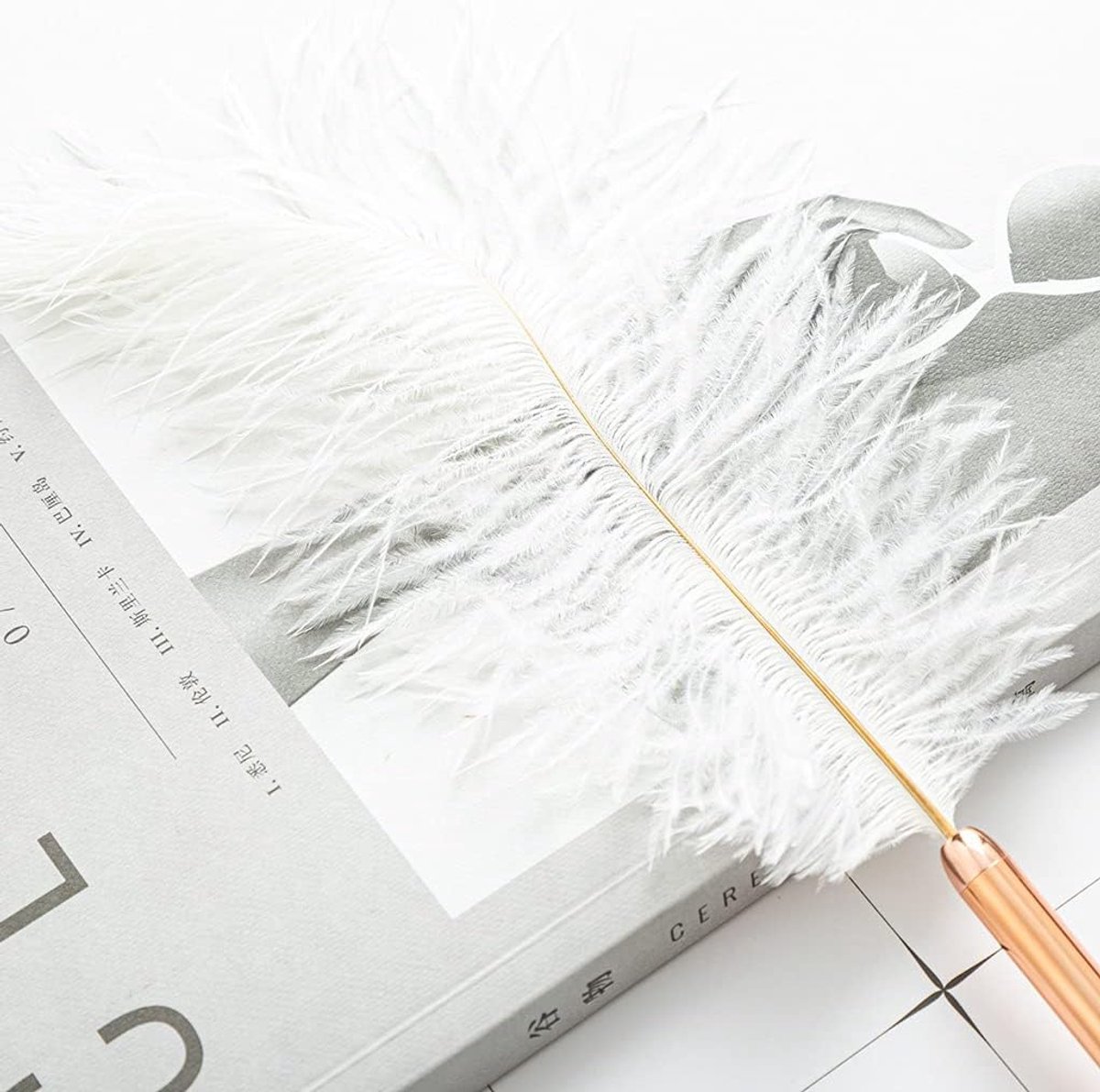 balpen met witte veer, prachtige signature pen, navulbare balpen voor bruiloft, kantoor, relatiegeschenk