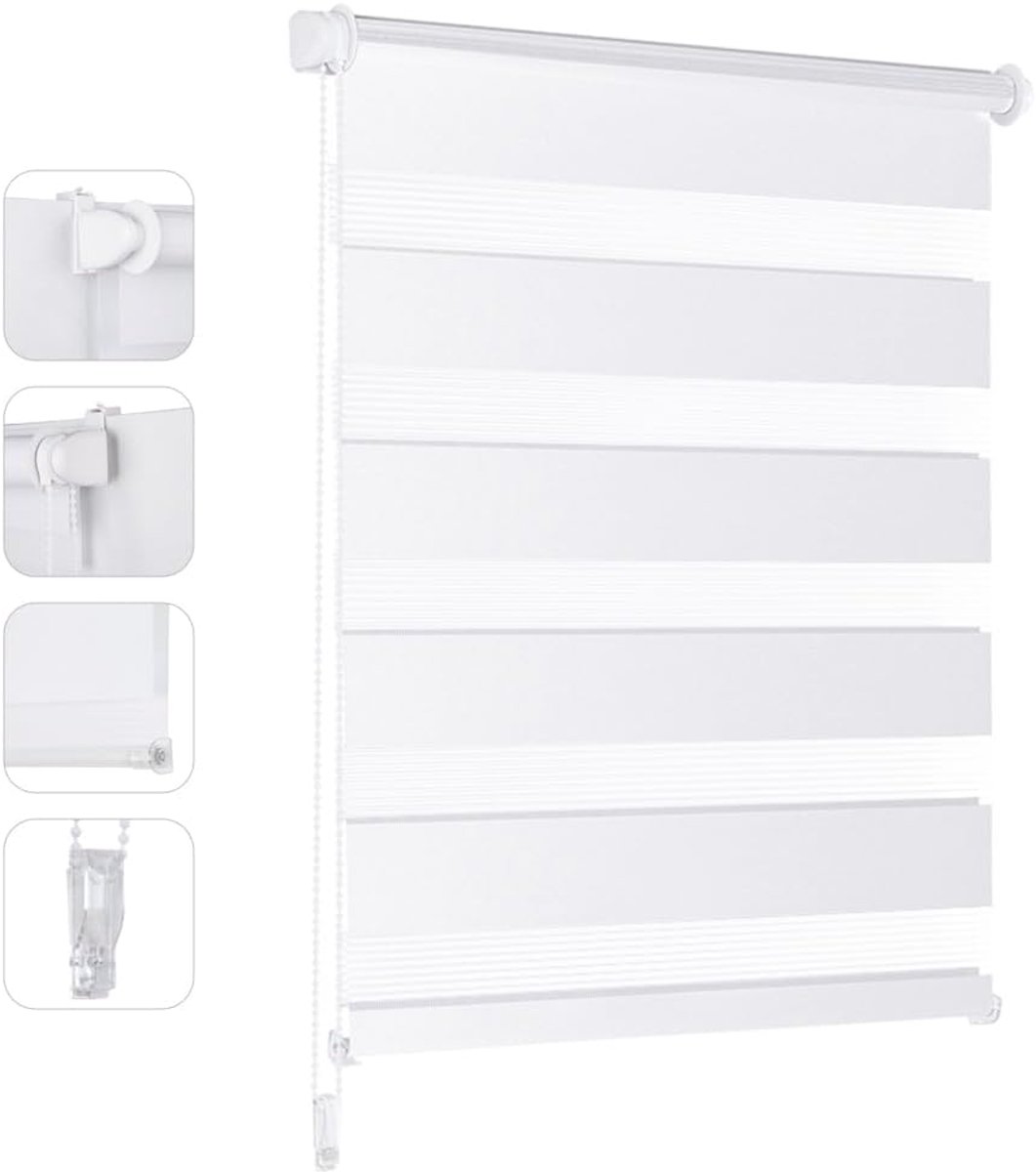Dubbel rolgordijn Klemmfix zonder boren voor ramen, breedte 85 cm, breedte 85 x 210 cm, wit